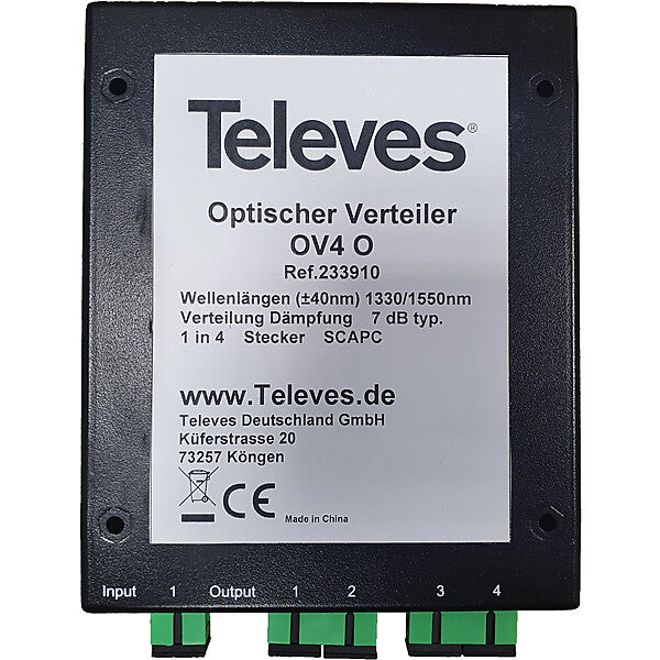 Televes Optischer 4fach Verteiler 7dB, SC/APC OV4O